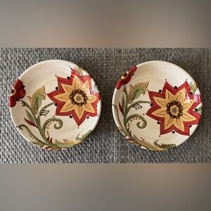 Pier 1 Imports Carynthum Floral Salad Pasta Shallow Bowl 8”